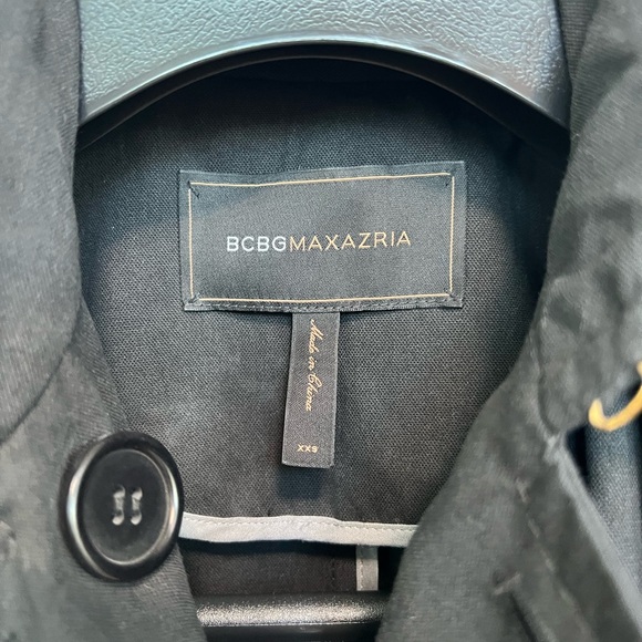 BCBGMAXAZRIA Black Trench Coat, Size XXS – Never Worn - Picture 4 of 7